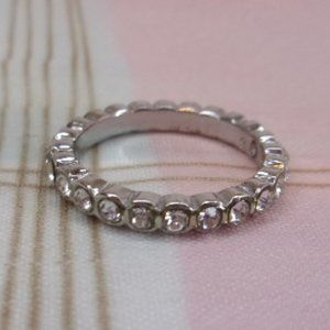 Ann Taylor Rhinestone Silver Tone Ring Size 6